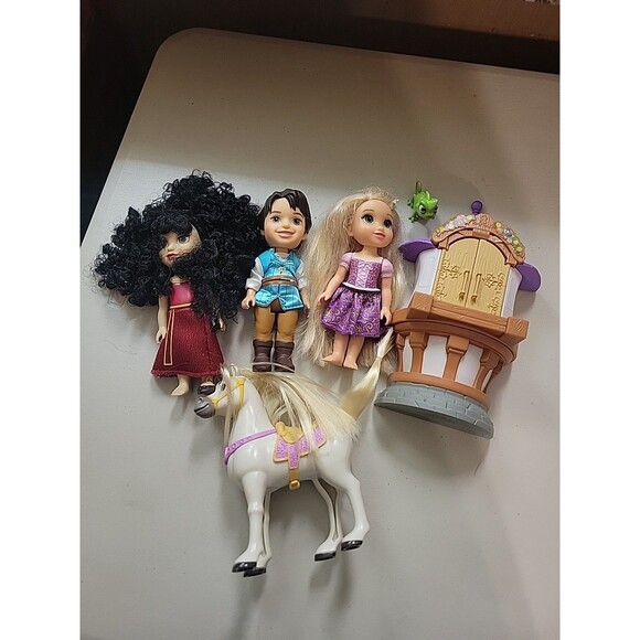 Disney Princess Petite Doll Lot Tangled Rapunzel Flynn Rider Maximus Treehouse - Picture 10 of 10